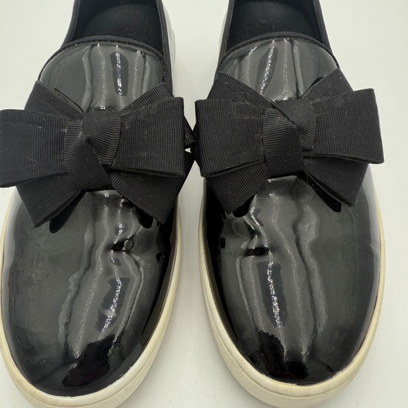 Michael Kors Collection Black Patent Leather Bow Slip On Sneakers Women Size 8 - Picture 4 of 10